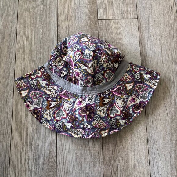Wide Brim Sun Hat with Heart Paisley Pattern and Adjustable Chin Strap Gardening - Picture 2 of 11